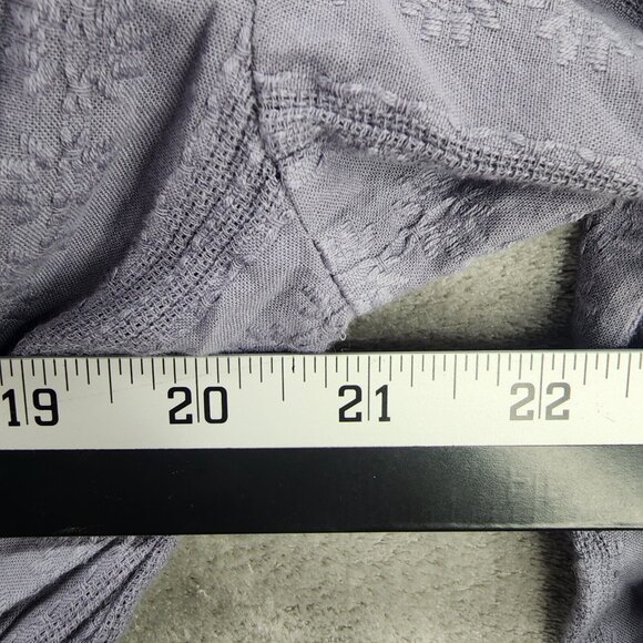 Womans Blue Universal Thread Embroidered Crop Top Balloon Sleeve V Neck Size XXL - Picture 8 of 9